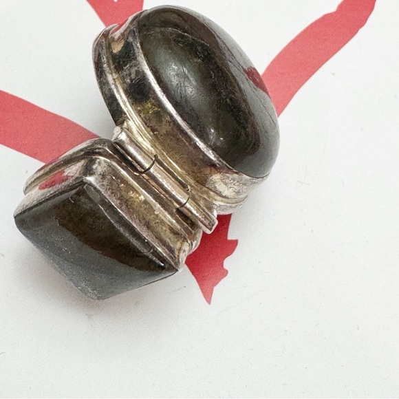 Vintage Sterling Silver 925 Labradorite Gemstone Stone 1970's Modernist Clip - Picture 10 of 13